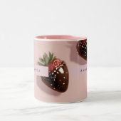 Personalisierte Niedliche Rosa Schokolade gedippt  Zweifarbige Tasse (Mittel)