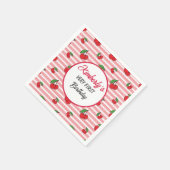 Personalisierte Niedliche rosa Streifen mit Kirsch Serviette (Ecke)