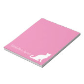 Personalisierte niedliche Rosa und Weiße Katze sch Notizblock (Rotiert)