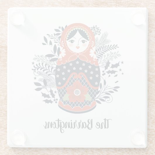 Personalisierte Niedliche Russische Nest-Puppe Glasuntersetzer (Rückseite)