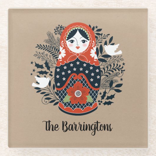Personalisierte Niedliche Russische Nest-Puppe Glasuntersetzer (Vorderseite)