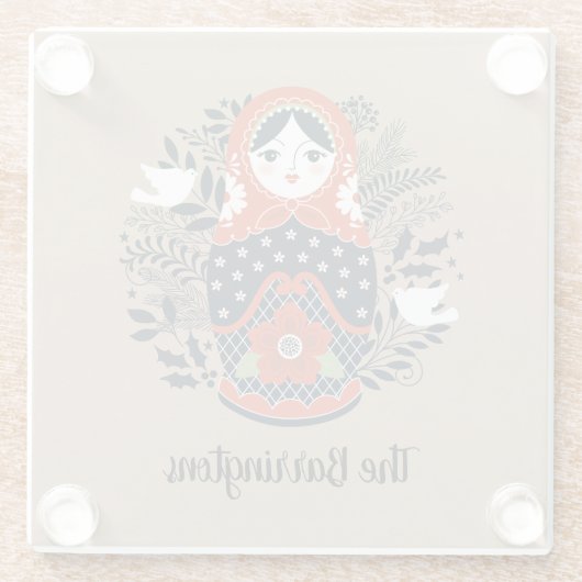 Personalisierte Niedliche Russische Nest-Puppe Glasuntersetzer (Rückseite)