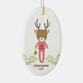 Personalisierte Niedliche Rustikale Rentiere Kinde Keramik Ornament (Rechts)