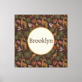 Personalisierte Niedliche Safari Giraffe Floral Leinwanddruck