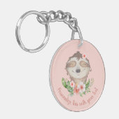 Personalisierte niedliche Schläge Rosa Blume Schlüsselanhänger (Vorderseite links)