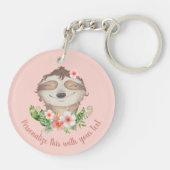 Personalisierte niedliche Schläge Rosa Blume Schlüsselanhänger (Rückseite)