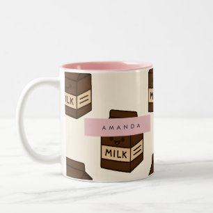 Personalisierte Niedliche Schokolade Milchkarton Zweifarbige Tasse