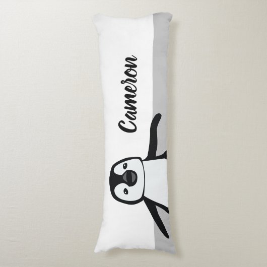 Personalisierte Niedliche Schwarz-weiße Pinguin-Il Seitenschläferkissen (Vorderseite Vertikal)