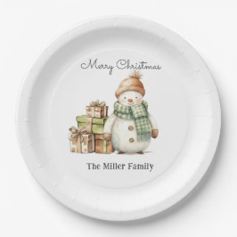 Personalisierte Niedliche Snowman & Weihnachtsgesc Pappteller