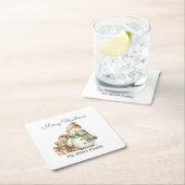 Personalisierte Niedliche Snowman & Weihnachtsgesc Rechteckiger Pappuntersetzer (Vor Ort)