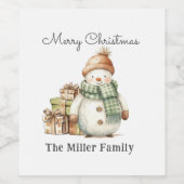 Personalisierte Niedliche Snowman & Weihnachtsgesc Weinetikett (Einzelnes Label)