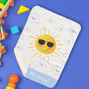 Personalisierte Niedliche Sonne und Cloud Baby Sherpadecke
