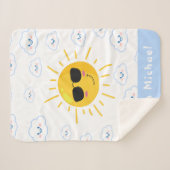 Personalisierte Niedliche Sonne und Cloud Baby Sherpadecke (Vorderseite (Horizontal))