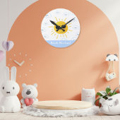 Personalisierte Niedliche Sonne und Wolke Runde Wanduhr
