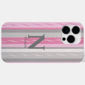Personalisierte niedliche Streifen rosa und grau Case-Mate iPhone Hülle (Rückseite (Horizontal))