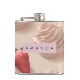 Personalisierte Niedliche süße Erdbeere Creme Past Flachmann