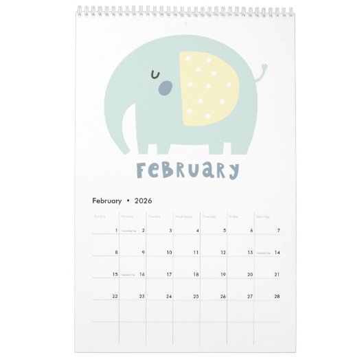 Personalisierte Niedliche Tiere 2017 Kalender (Feb 2026)