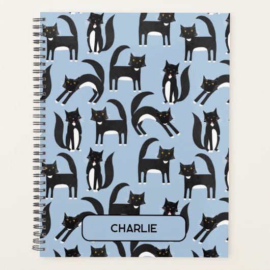 Personalisierte Niedliche Tuxedo Katze Planer (Vorderseite)
