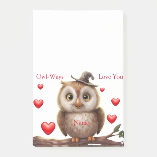Personalisierte Niedliche Uhu auf Zweig Post-it Klebezettel (Vorderseite)