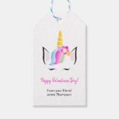 Personalisierte Niedliche Unicorn Happy Valentine Geschenkanhänger (Vorderseite)