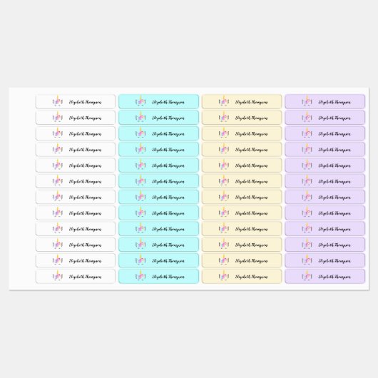 Personalisierte Niedliche Unicorn Kinderschule Etiketten (Blatt)