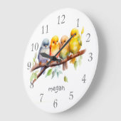 Personalisierte Niedliche Vögel Große Wanduhr (Winkel)