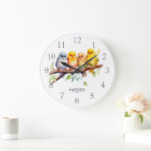 Personalisierte Niedliche Vögel Große Wanduhr (Zuhause)