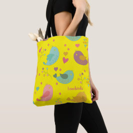 Personalisierte Niedliche Vögel Liebe Herz Tasche