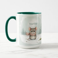 Personalisierte niedliche Wasserfarbe-Maus Winter