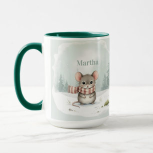 Personalisierte niedliche Wasserfarbe-Maus Winter  Tasse