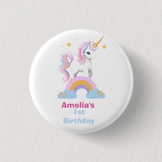 Personalisierte Niedliche Wasserfarbe Regenbogen E Button (Vorderseite)