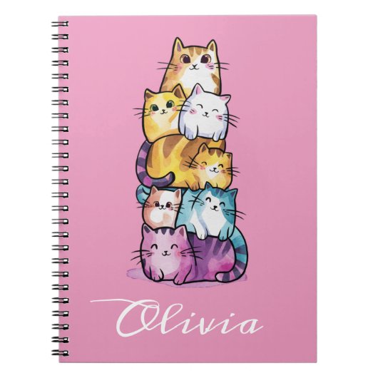 Personalisierte Niedliche Wasserfarbkatzen, Minima Notizblock (Vorderseite)