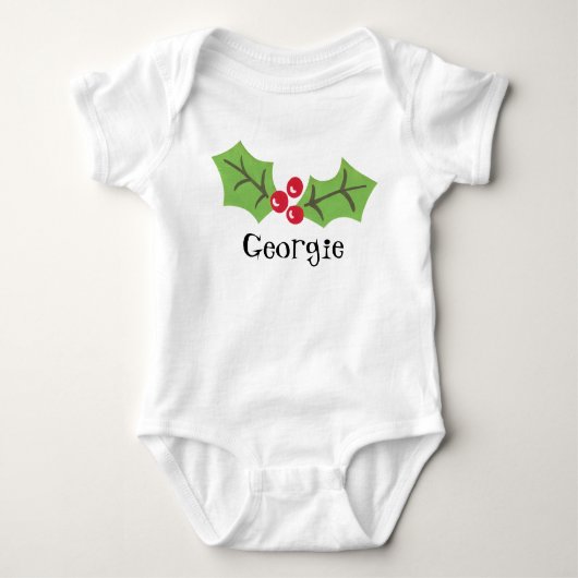 Personalisierte Niedliche Weihnachten & Berries Baby Strampler (Vorderseite)