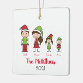 Personalisierte Niedliche Weihnachtsfamilie Keramikornament (Links)