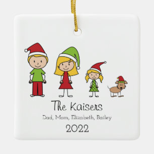 Personalisierte Niedliche Weihnachtsfamilie von 3 Keramikornament