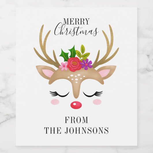 Personalisierte Niedliche Weihnachtsfeier Weinetikett (Einzelnes Label)