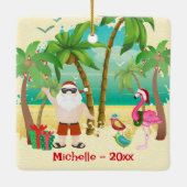 Personalisierte Niedliche Weihnachtsgeburten Keramikornament (Rückseite)