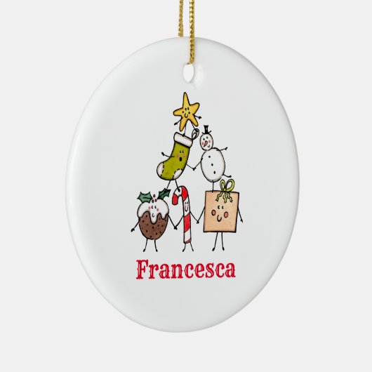 Personalisierte Niedliche Weihnachtszeichen Keramik Ornament (Rechts)