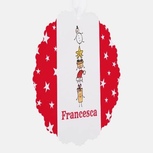 Personalisierte Niedliche Weihnachtszeichen Ornament Karte (Rechts)