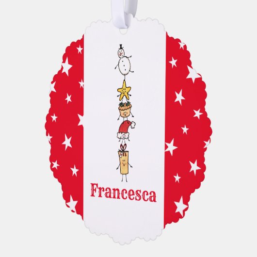 Personalisierte Niedliche Weihnachtszeichen Ornament Karte (Links)