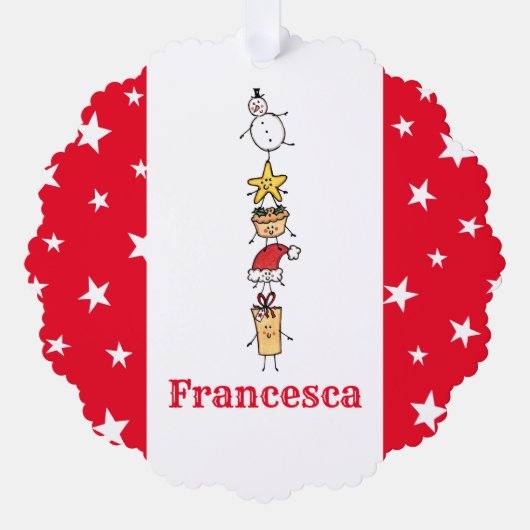 Personalisierte Niedliche Weihnachtszeichen Ornament Karte (Vorderseite)