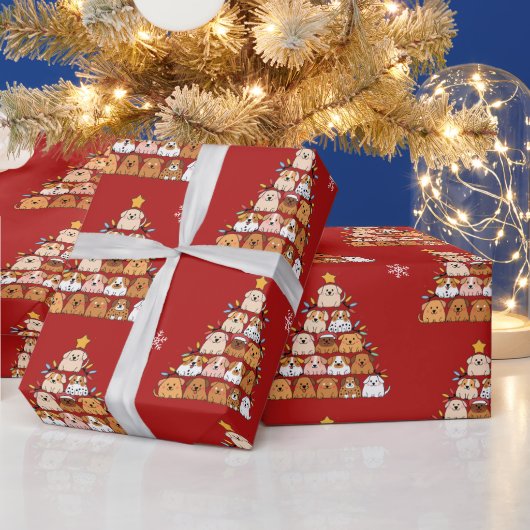 Personalisierte niedliche Welpen Weihnachtsbaumlie Geschenkpapier (Feiertage)