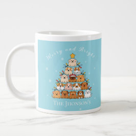 Personalisierte niedliche Welpen Weihnachtsbaumlie Jumbo-Tasse