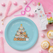 Personalisierte niedliche Welpen Weihnachtsbaumlie Pappteller (Party)