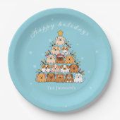 Personalisierte niedliche Welpen Weihnachtsbaumlie Pappteller (Vorderseite)