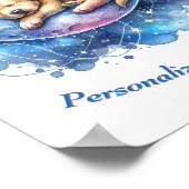 Personalisierte Niedliche Welpenschlafen auf dem M Poster (Ecke)