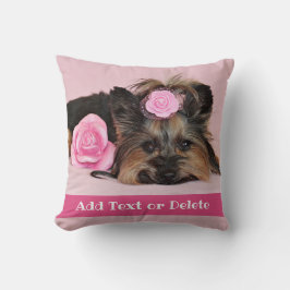 Personalisierte Niedliche Yorkie Puppy Pink Kissen