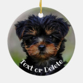 Personalisierte Niedliche Yorkie-Welpe Keramik Ornament (Hinten)