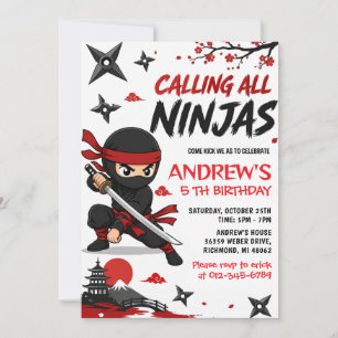 Personalisierte Ninja-Geburtstagseinladung für Kin Einladung