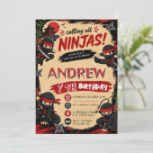 Personalisierte Ninja-Samurai-Geburtstagseinladung Einladung (Stehend Vorderseite)